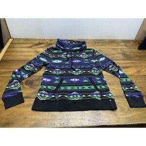 L-RL Lauren Ralph Lauren Active Shirt XL Aztec Purple Cowl Neck Thermal Pullover